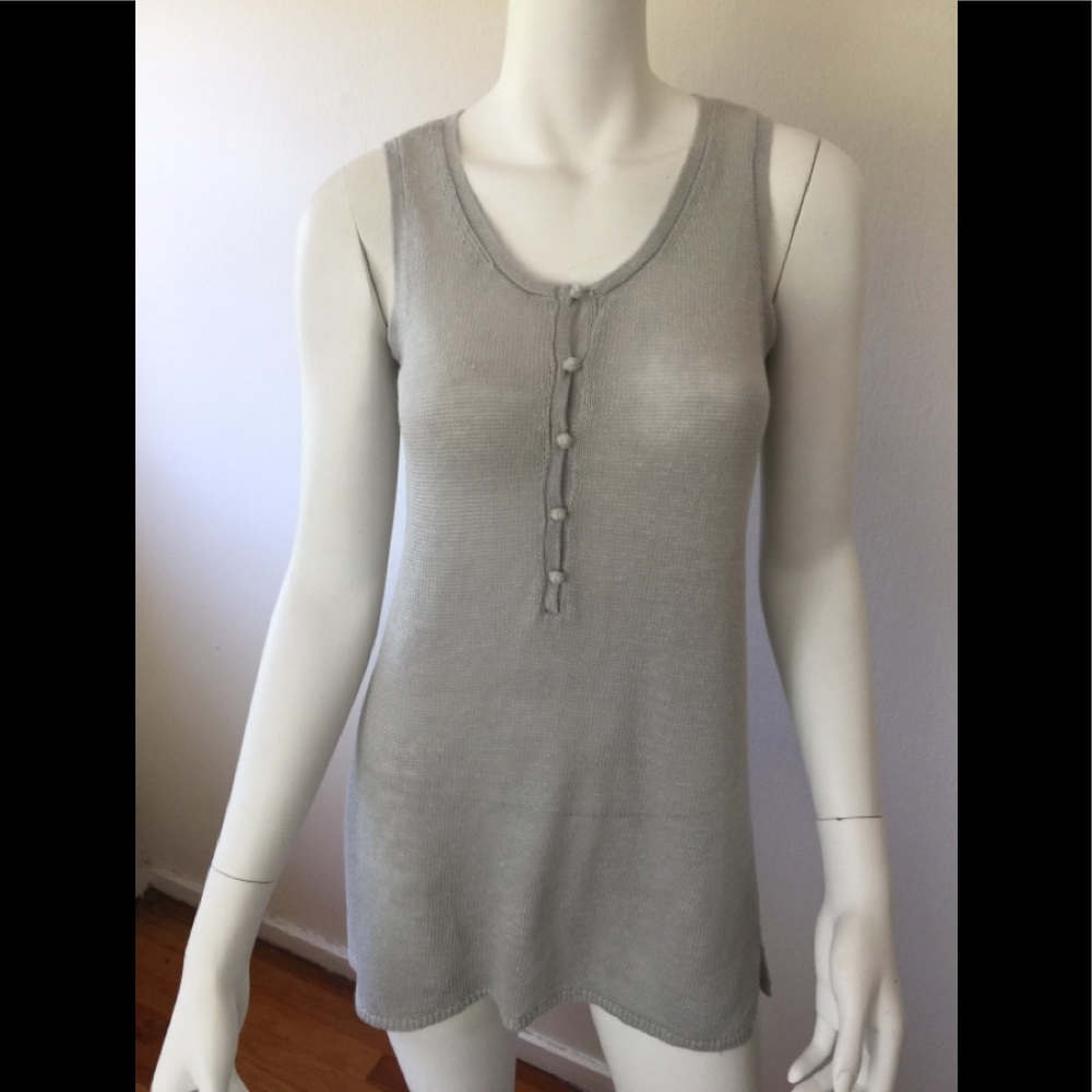JJill grey open weave linen tunic tank top